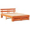 vidaXL Bed Frame with Headboard Wax Brown 150 x 200 cm Solid Pine Wood