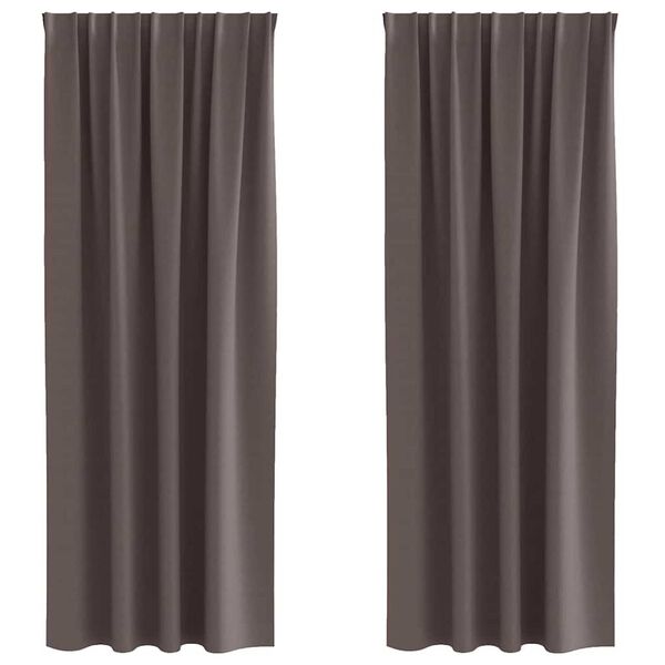 vidaXL Blackout Curtains with Rings Dark Brown Polyester