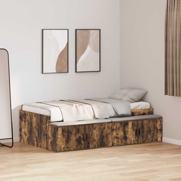 vidaXL Bed Frame with Drawer Smoked Oak 80 x 200 cm Engineered Wood