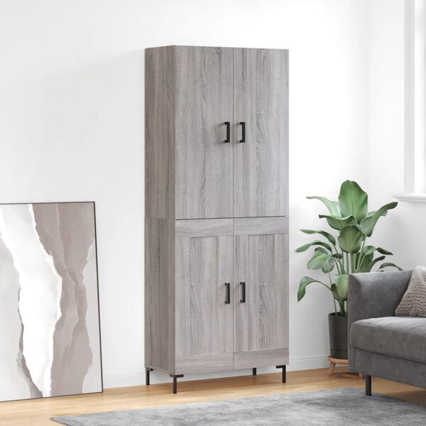 vidaXL Highboard Grey Sonoma 69.5x34x180 cm Engineered Wood