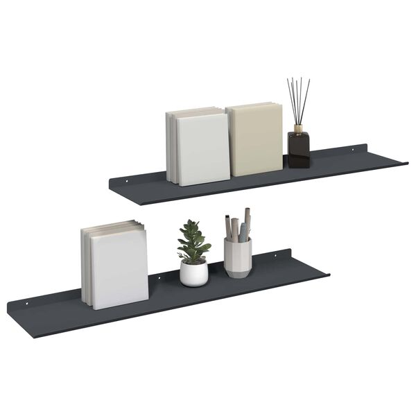 vidaXL Floating Shelf 2 pcs Anthracite 80 x 18 x 2.5 cm Steel