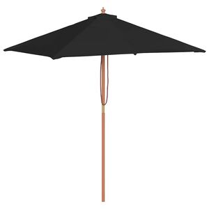 vidaXL Garden Parasol with Wooden Pole Black 150x200 cm