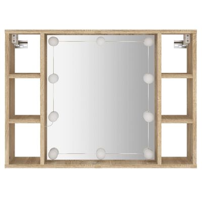 vidaXL Mirror Cabinet with LED Sonoma Oak 76x15x55 cm