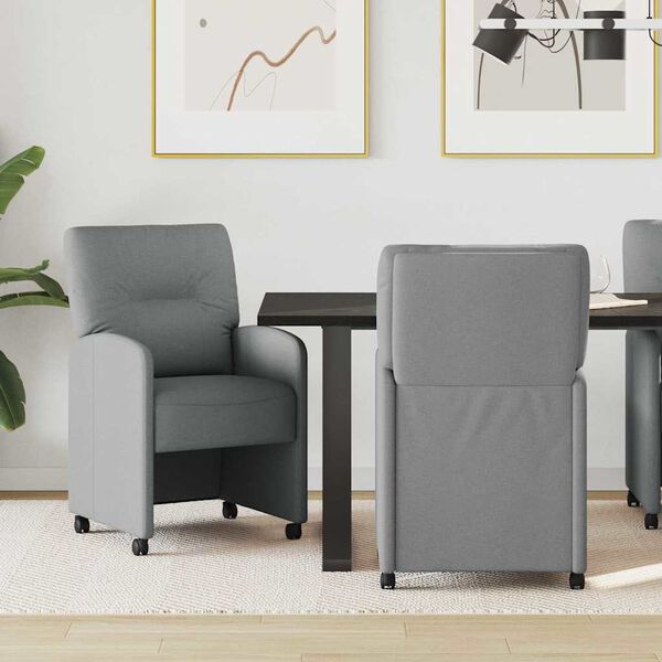vidaXL Dining Chairs with Wheels 2 pcs Light grey 57 x 67 x 95 cm