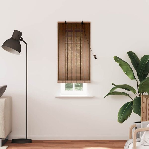 vidaXL Roller Blind with Curtains Manual Brown 60 x 220 cm Bamboo