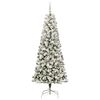 vidaXL Artificial Hinged Christmas Tree Green and White 180 cm