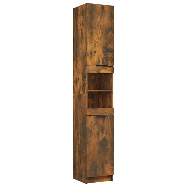 vidaXL Bathroom Cabinet Smoked Oak 32x34x188.5 cm Engineered Wood