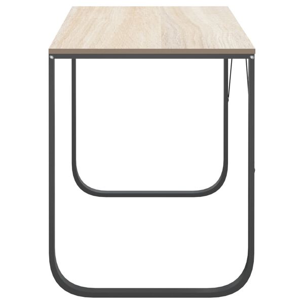 vidaXL Computer Desk Black and Oak 110x60x73 cm Engineered Wood