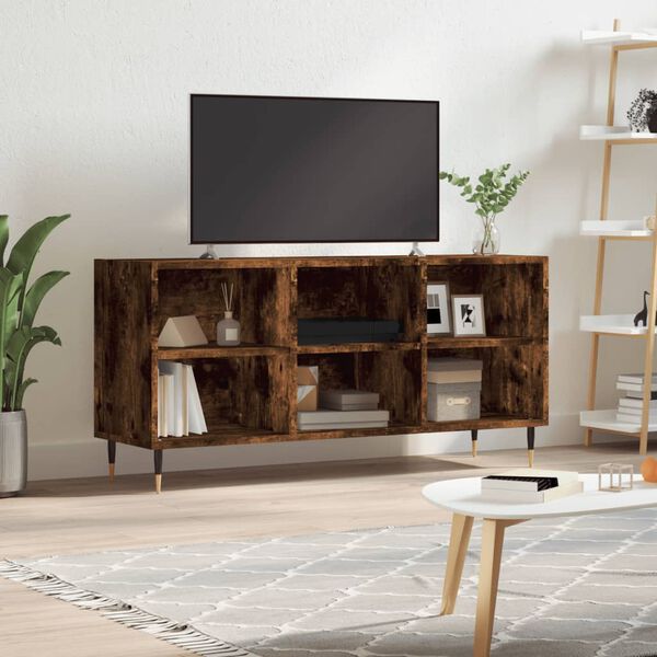 vidaXL TV Cabinet Smoked Oak 103.5x30x50 cm Engineered Wood