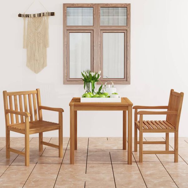 vidaXL 3 Piece Garden Dining Set 80x80 cm Solid Teak Wood