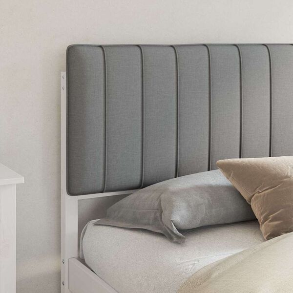 vidaXL Bed Frame with Upholstered Headboard Light Grey 180 x 200 cm
