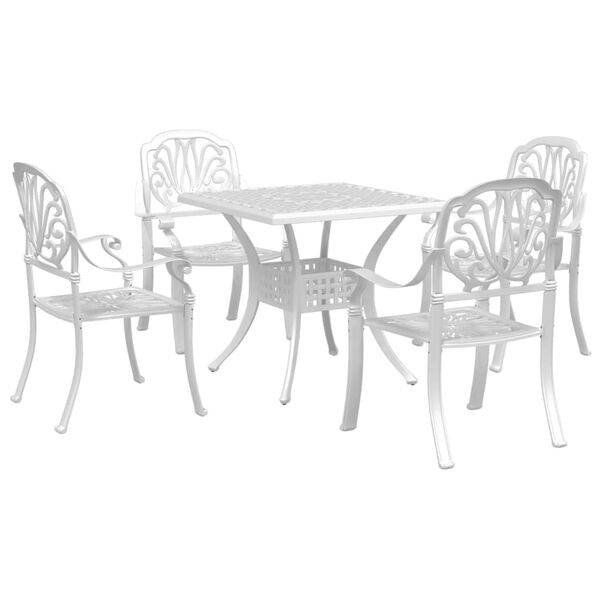 vidaXL 5 Piece Garden Dining Set White Cast Aluminium