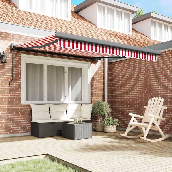 vidaXL Retractable Awning Red and White 300 x 250 cm Fabric and Metal