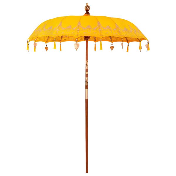 vidaXL Balinese Parasol Yellow (180-190) x 260 cm Cotton and Wood