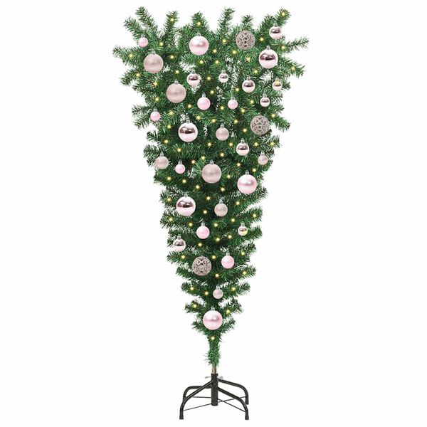 vidaXL Upside-down Artificial Pre-lit Christmas Tree with Ball Set PVC