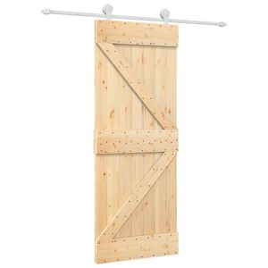 vidaXL Sliding Door 80 x 210 cm Solid Pine Wood Natural and White
