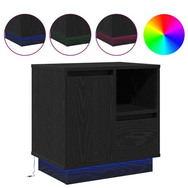 vidaXL Bedside Cabinet Black Oak 50 x 34.5 x 50 cm Engineered wood