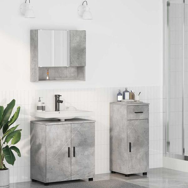 vidaXL Bathroom Furniture Set with Drawer 3 pcs Concrete Grey