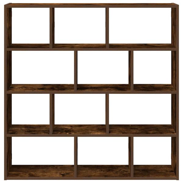 vidaXL Wall Cube Shelf 12 Compartments Smoked Oak Engineered Wood