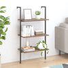 vidaXL 3-Tier Leaning Shelf Dark Brown and Black 64x35x120.5 cm