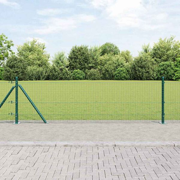 vidaXL Fence Post Green 25 x 0.4 m (25 x 25 mm mesh) Steel and PVC