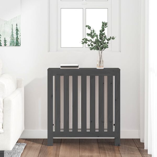 vidaXL Radiator Cover Grey 79.5x19x84 cm Solid Wood Pine