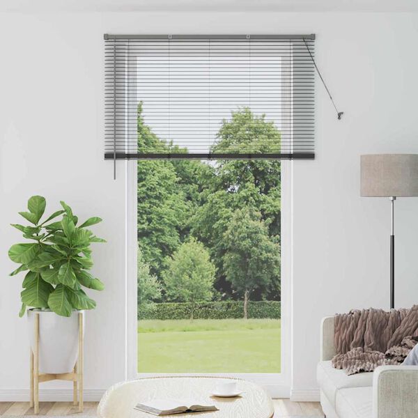 vidaXL Window Blind with Curtains Manual Dark grey Aluminium