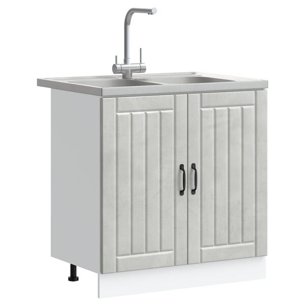 vidaXL Sink Base Cabinet Lucca 2 pcs Concrete Grey Engineered Wood
