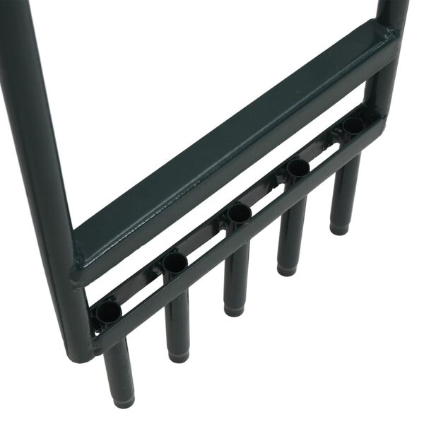 vidaXL Lawn Aerator with 5 Hollow Tines Green Powder-coated Steel