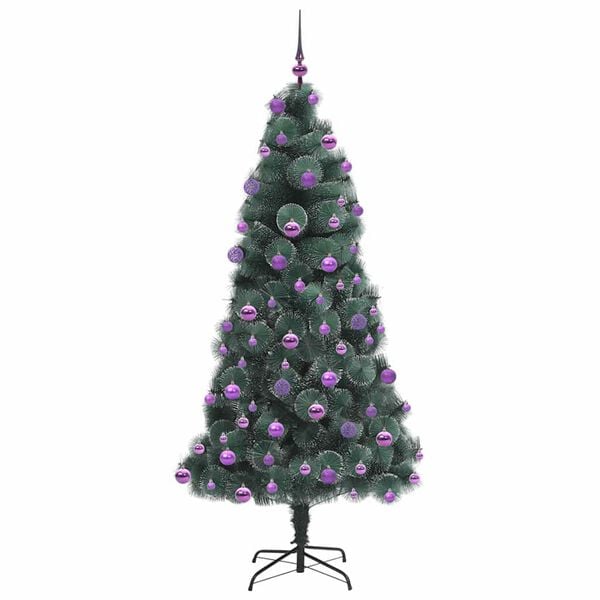 vidaXL Artificial Pre-lit Christmas Tree with Ball Set Green 210 cm
