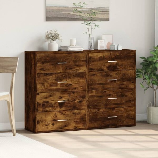 vidaXL Sideboards 2 pcs Smoked Oak 60x31x84 cm Engineered Wood