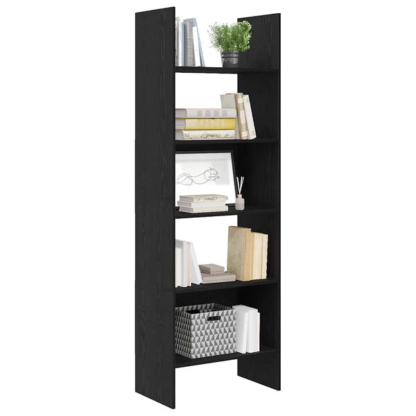 vidaXL Book Cabinet Black Oak 60 x 35 x 180 cm Engineered Wood