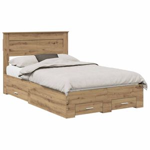 vidaXL Bed Frame with Drawer Artisan Oak 120 x 190 cm Engineered Wood
