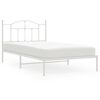 vidaXL Metal Bed Frame without Mattress with Headboard White 100x200cm