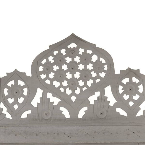 vidaXL Hand carved 3-Panel Room Divider Grey 120x165 cm Solid Mango Wood