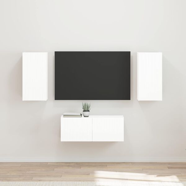 vidaXL TV Cabinet Set 6 pcs High Gloss White Engineered Wood