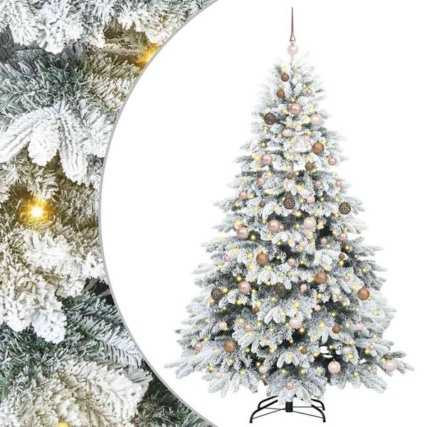 vidaXL Artificial Christmas Tree with 300 LEDs White 210 cm PE and PVC