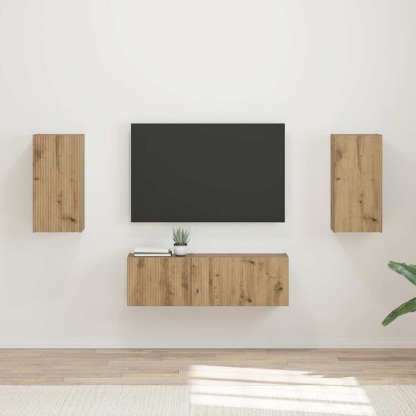 vidaXL TV Wall Cabinet Set 4 pcs Artisan Oak Engineered Wood