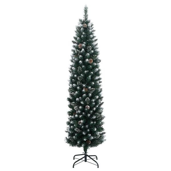 vidaXL Artificial Slim Christmas Tree 300 LEDs 180 cm