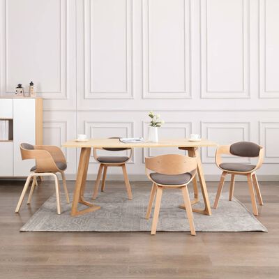 vidaXL Dining Chairs 4 pcs Bent Wood and Taupe Fabric
