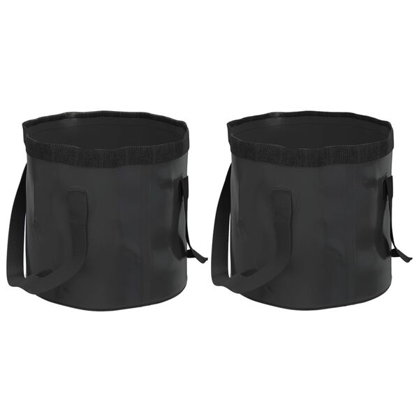 vidaXL Folding Buckets 2 pcs Black 20 L PVC