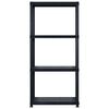 vidaXL Storage Shelf 4-Tier Black 244x30.5x130 cm Plastic