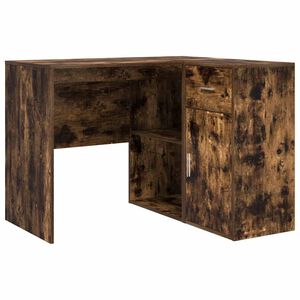 vidaXL Corner Desk with Drawer Smoked Oak 102 x 88 x 75 cm