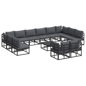 vidaXL Garden Sofa Set with Cushion 13 pcs Black Aluminium