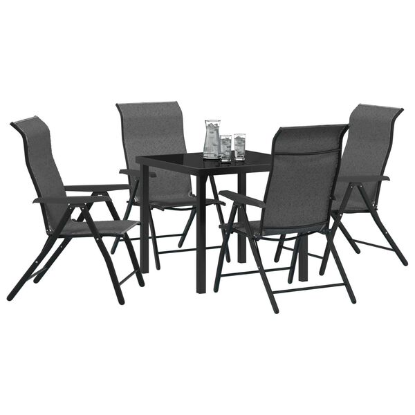 vidaXL Garden Dining Set 5 pcs Grey Powder-Coated Steel
