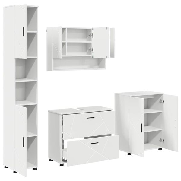 vidaXL Bathroom Furniture Set with Drawer 4 pcs White Engineered wood