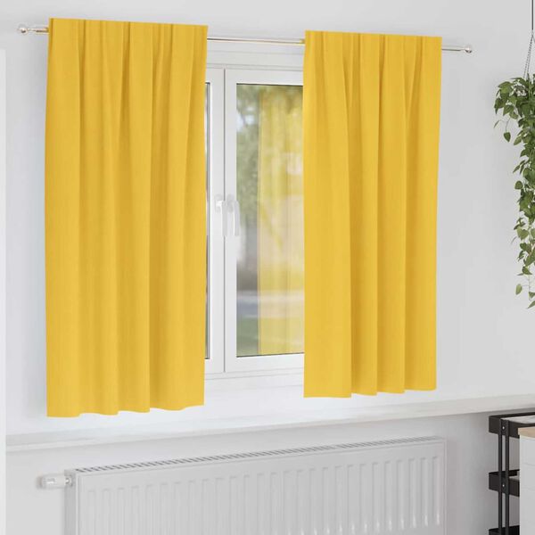vidaXL Blackout Curtains with Rings 2 pcs Mustard Yellow 175 x 140 cm