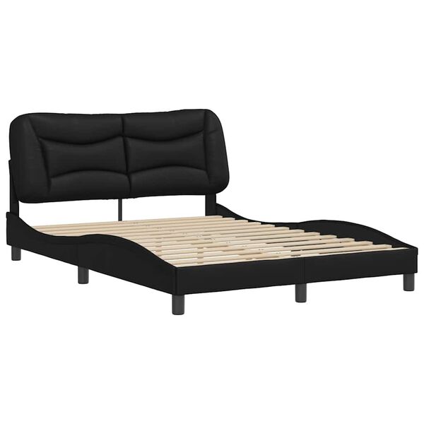 vidaXL Bed Frame without Mattress "Hvar" Black 135x190 cm Double Faux Leather