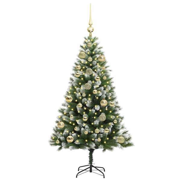 vidaXL Artificial Hinged Christmas Tree with Flocked Snow 120 cm