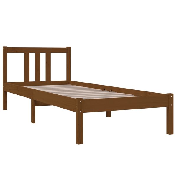 vidaXL Bed Frame without Mattress Honey Brown Solid Wood 75x190 cm Small Single
